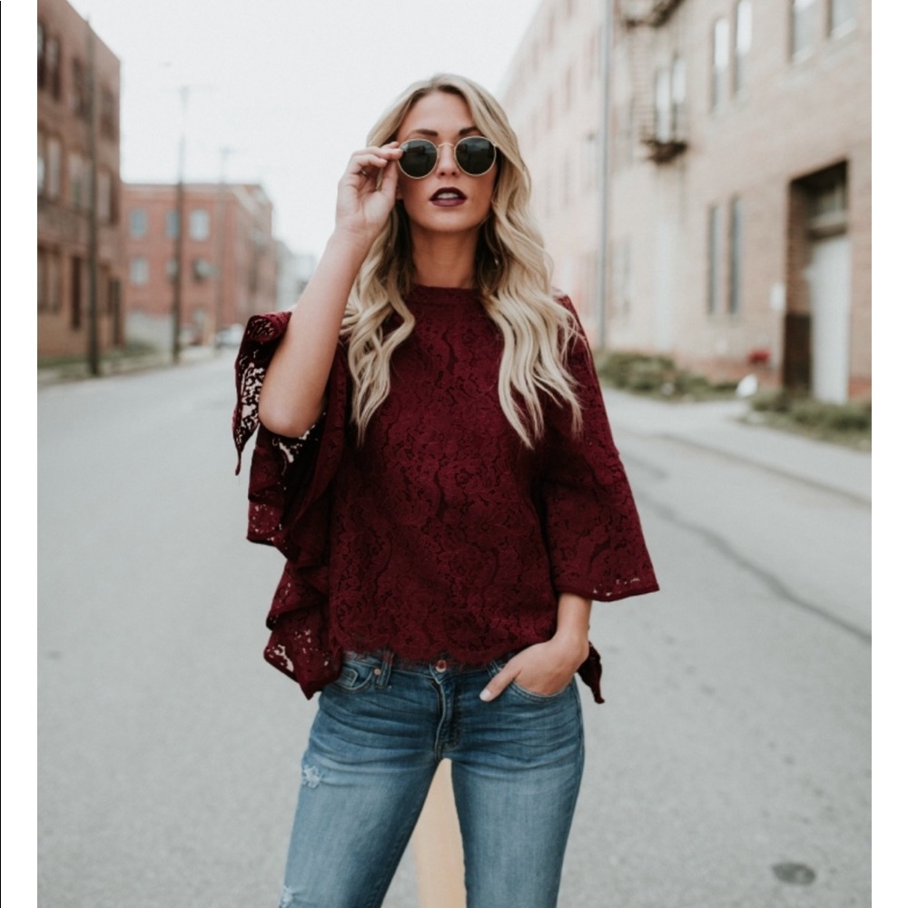 Winged lace blouse
